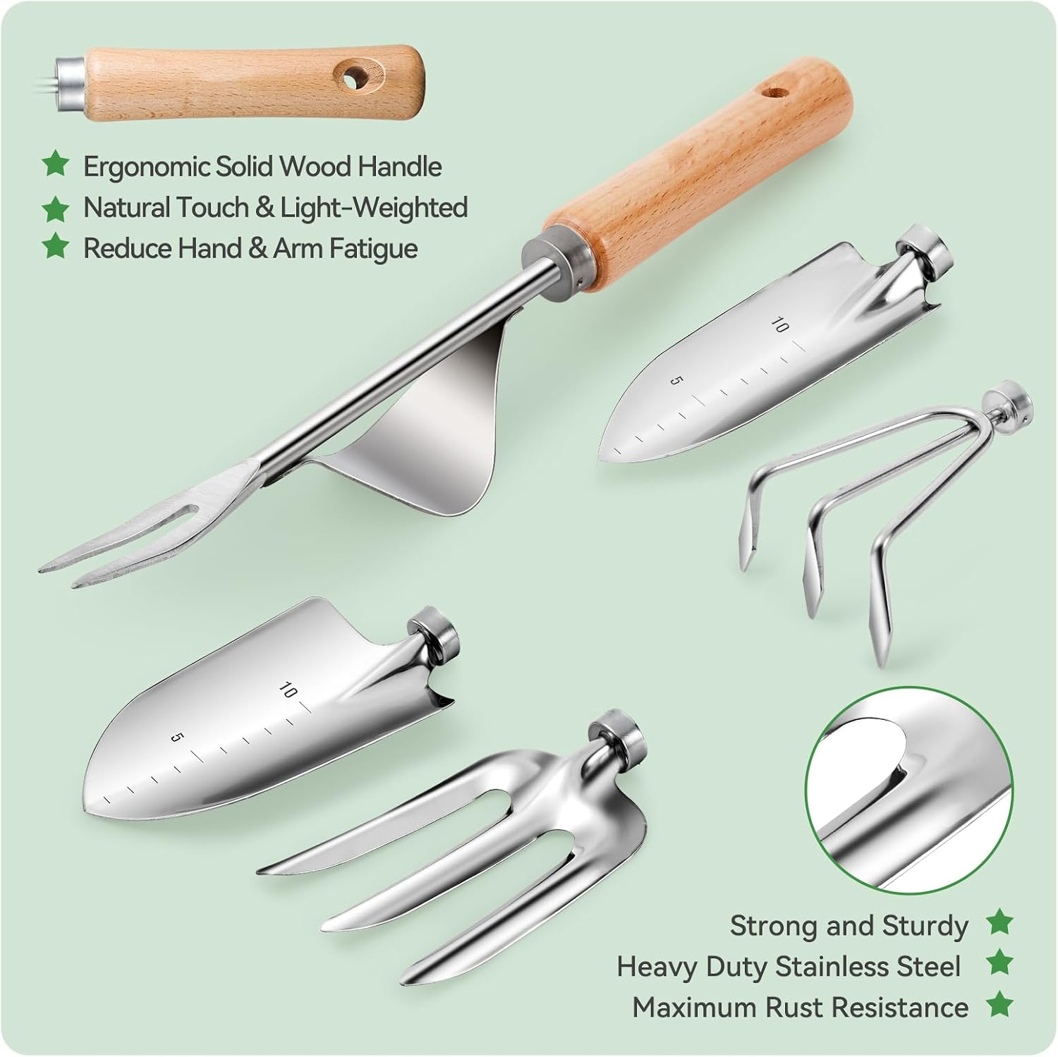 Grenebo Heavy Duty Gardening Tools with Handbag, Gardening Gifts for Women - Image 4