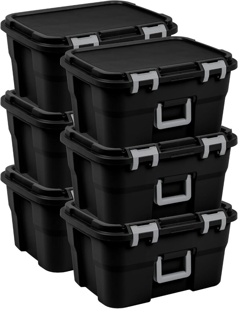 Sterilite Wheeled Footlocker Utility Container with Lids, 14 Gallon, 6-Pack