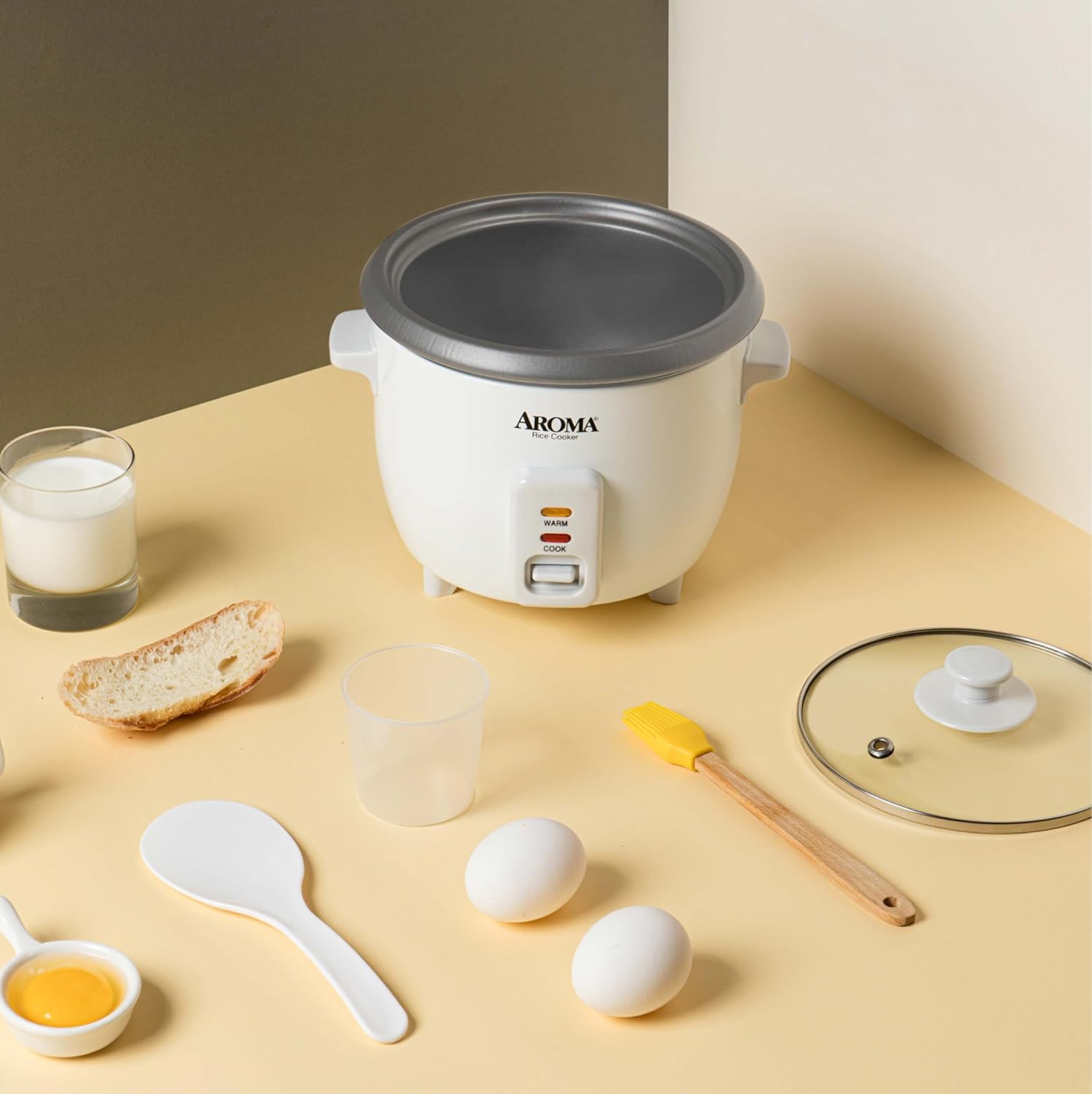 AROMA® Rice Cooker, 3-Cup (Uncooked) / 6-Cup (Cooked), Small Rice Cooker, Oatmeal Cooker, Soup Maker, Auto Keep Warm, 1.5 Qt, White, ARC-363NG - Image 8
