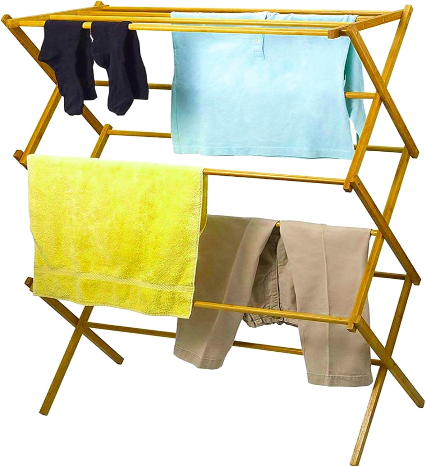 Home-it Wooden Clothes Drying Rack for Laundry - Collapsible Folding Bamboo Laundry Drying Rack for Drying Clothes - Heavy Duty Pre Assembled - Image 4