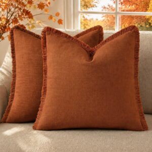 decorUhome Linen Fringe Light Rust ...