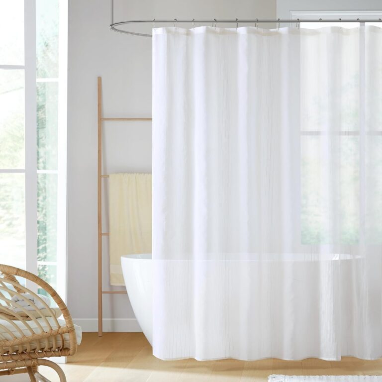 Madison Park Anna Sheer Shower Curtain for Bathroom, 72 x 72, White