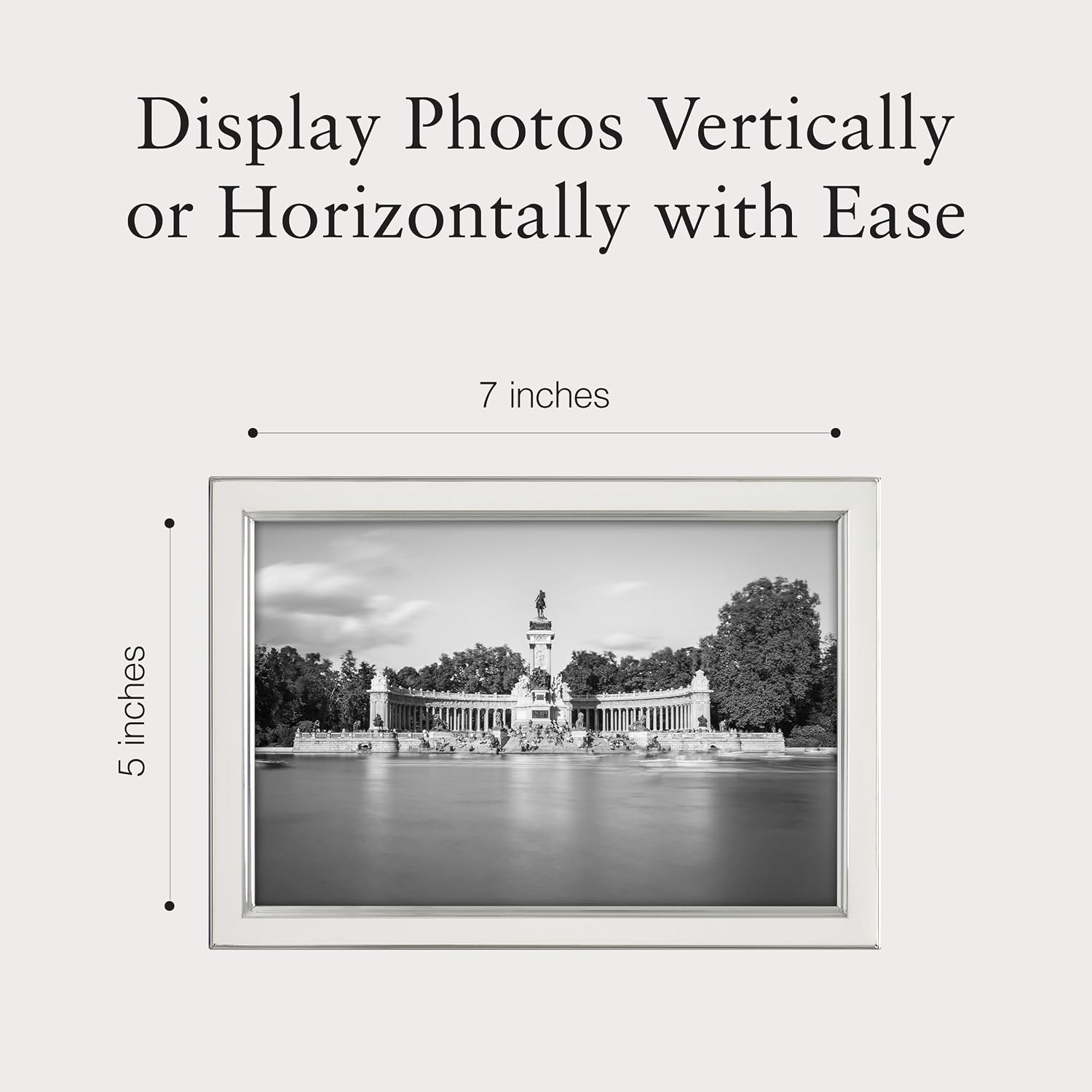 Siena Silver & Enamel Picture Frame, Tarnish Resistant Finish, Perfect Photo Frame for any End Table, Credenza, Shelf, or Nightstand, Silver Trim, White, 5x7 - Image 3