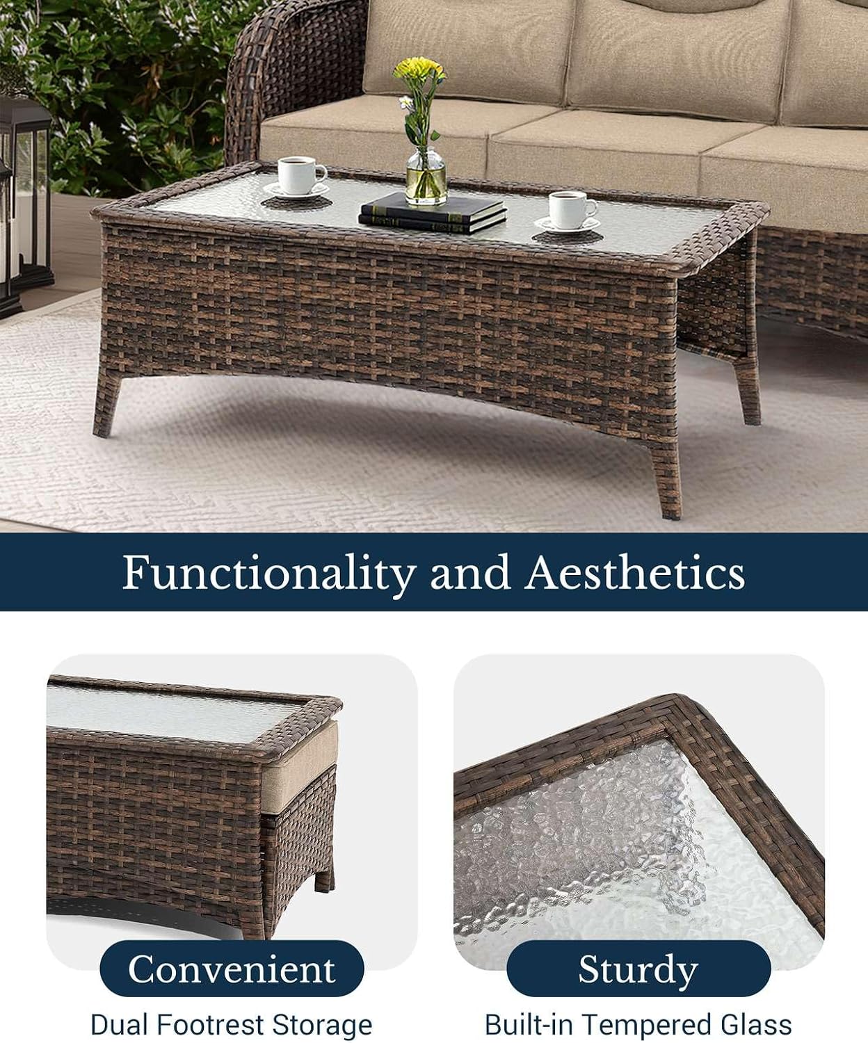 HILLGA Luxury Outdoor Patio Furniture Set with 6-Inch Thick Cushions - Image 6