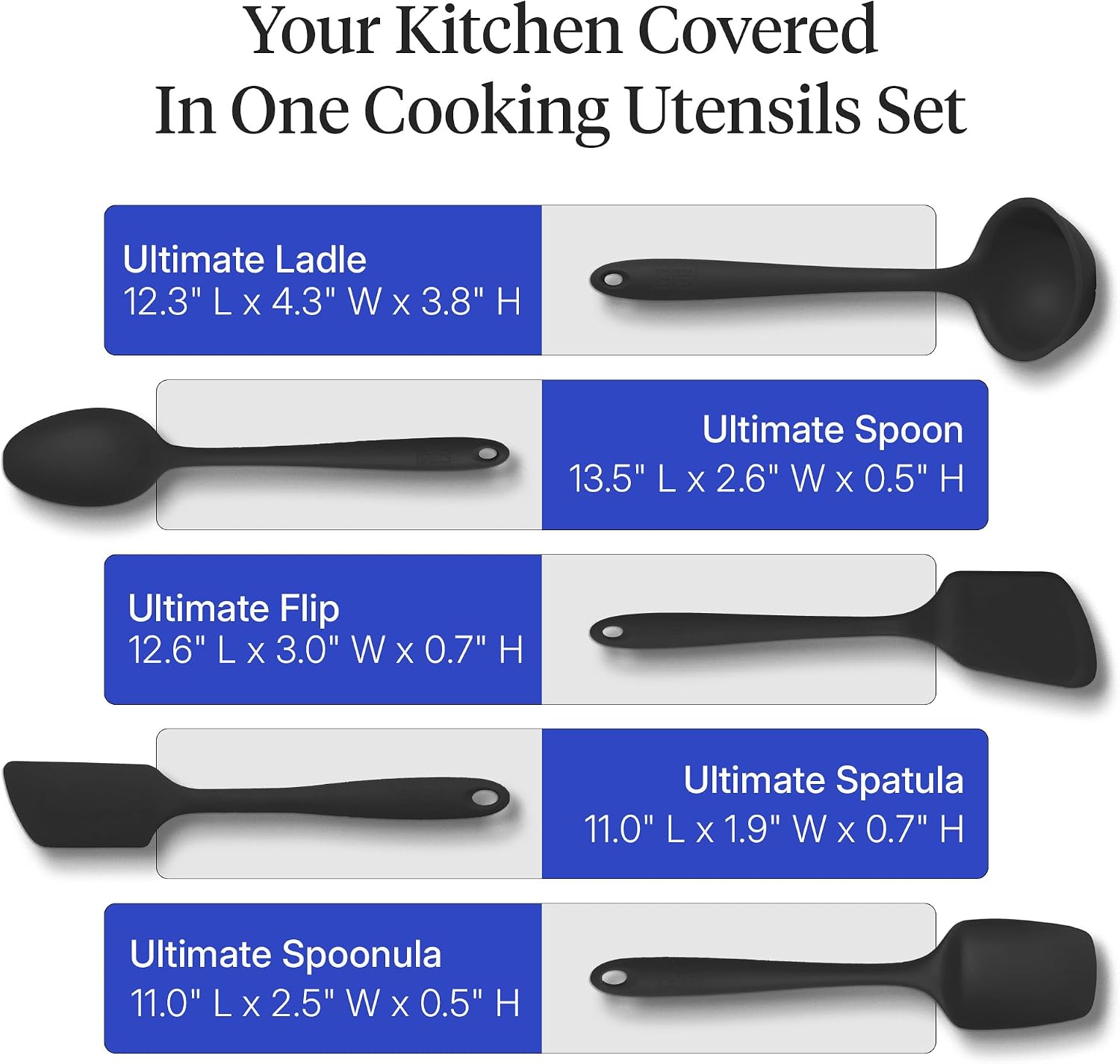 GIR: 5-Piece Silicone Ultimate Kitchen Utensils Set – Black - Image 3