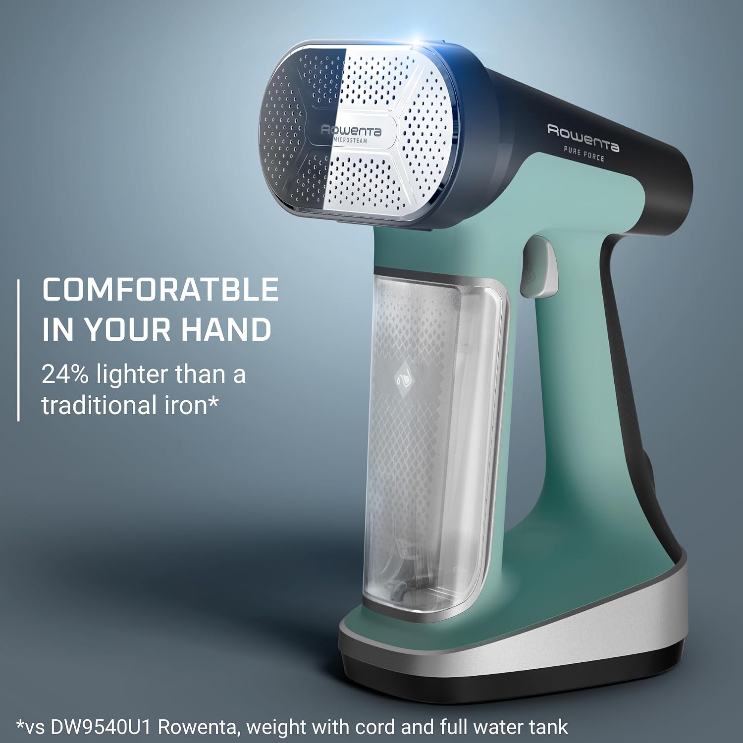 Rowenta Pure Force 2in1 Steamer & Iron: Powerful 1875 Watts, Vertical Steaming & Horizontal Ironing, Auto-off, XL Tank Capacity (7.1 Oz), Green Clothes Steamer DR8822 - Image 4