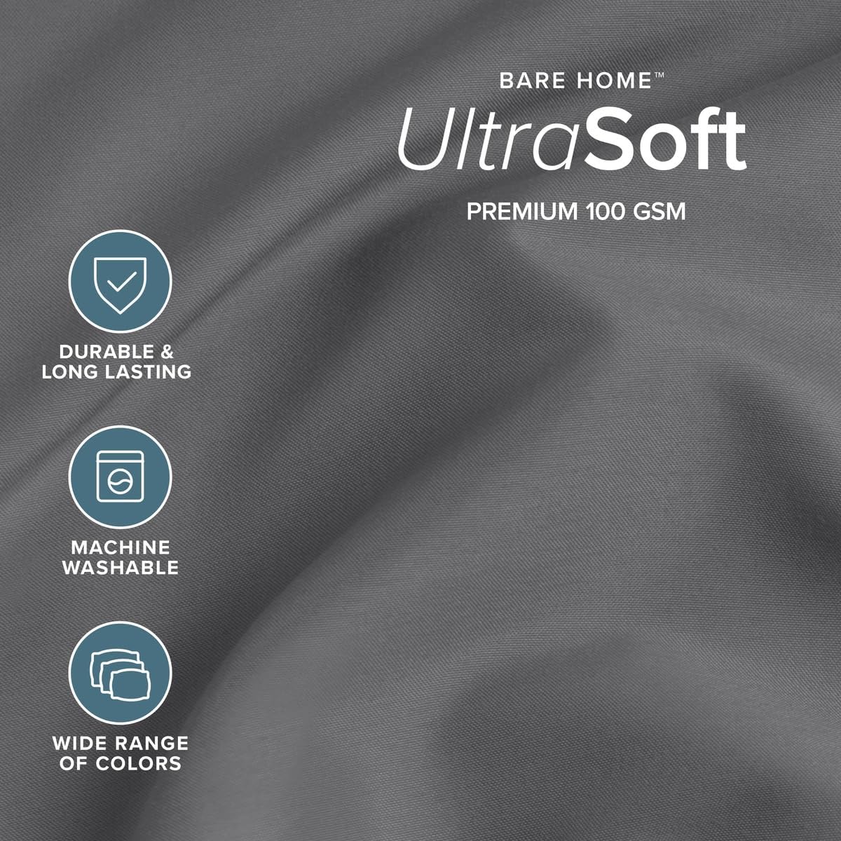 Bare Home Queen Sheet Set - 1800 Ultra-Soft (Queen, Grey) - Image 3