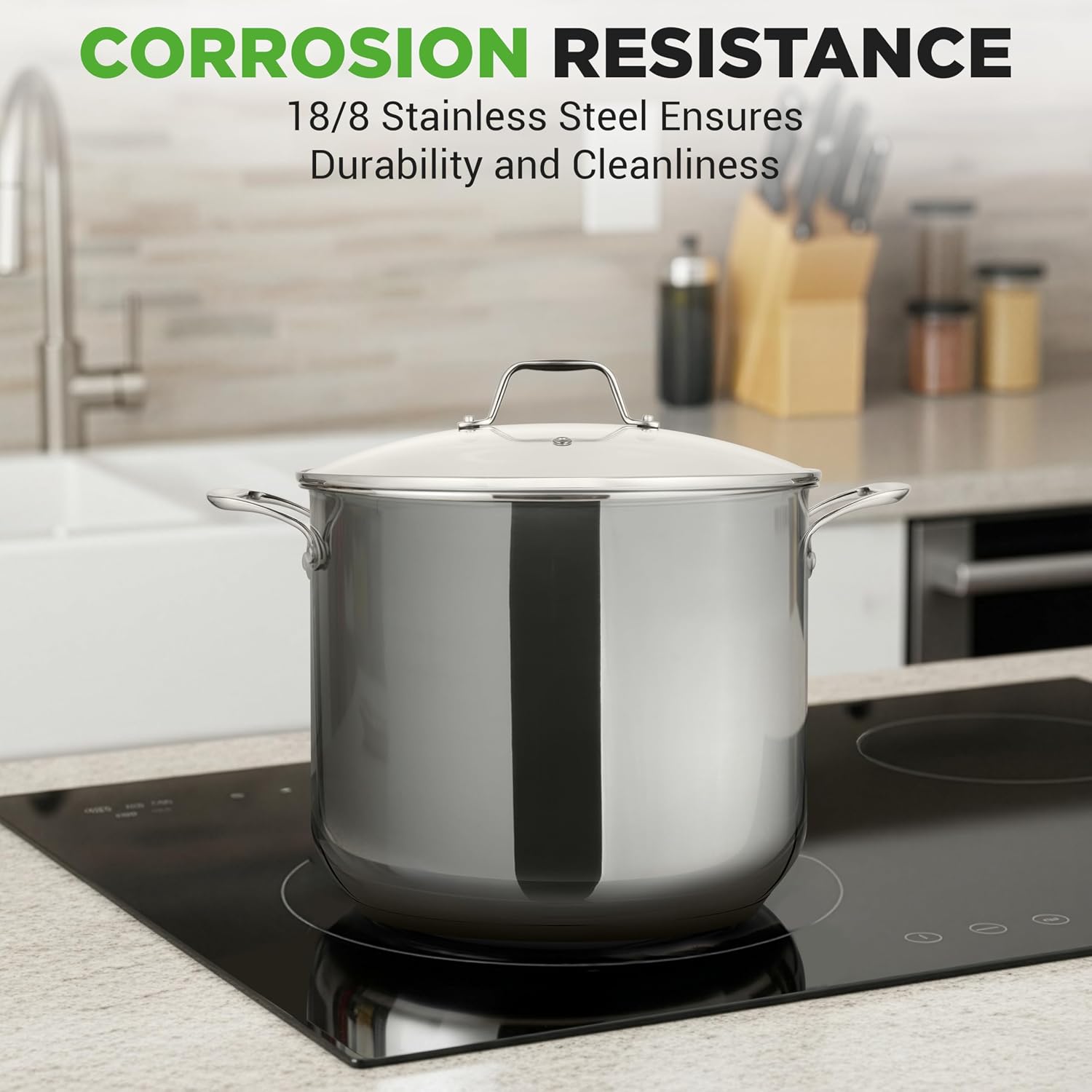 NutriChef 12-Quart Stainless Steel Stockpot – 18/8 Food Grade Heavy-Duty Induction-Compatible Pot with See-Through Lid, Ideal for Stews, Broths, Simmering & Soups, Dishwasher Safe – NCSP12 - Image 7
