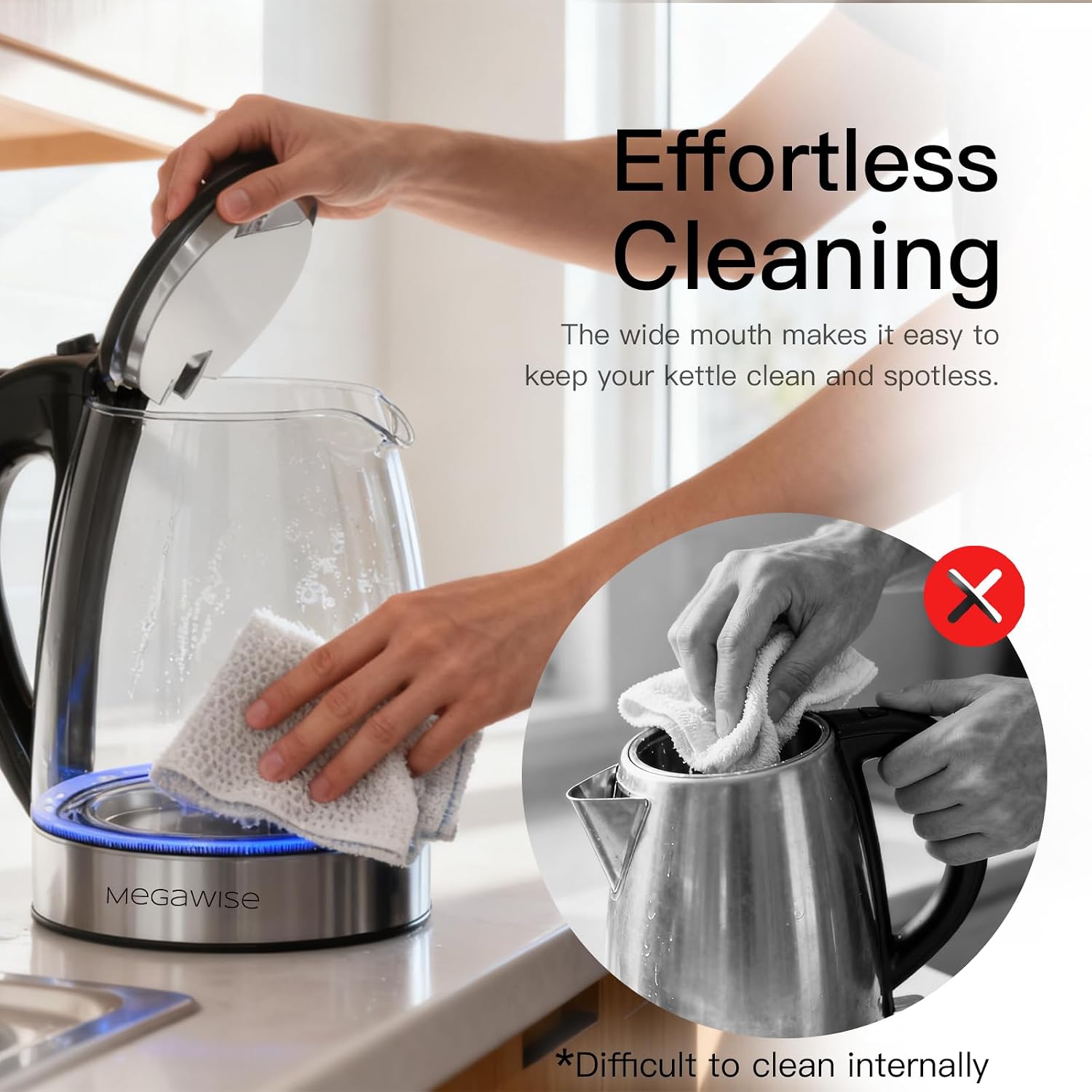MEGAWISE Electric Kettle, 1.8L Glass Tea Kettle, Auto Shut-Off, Boil-Dry - Image 7