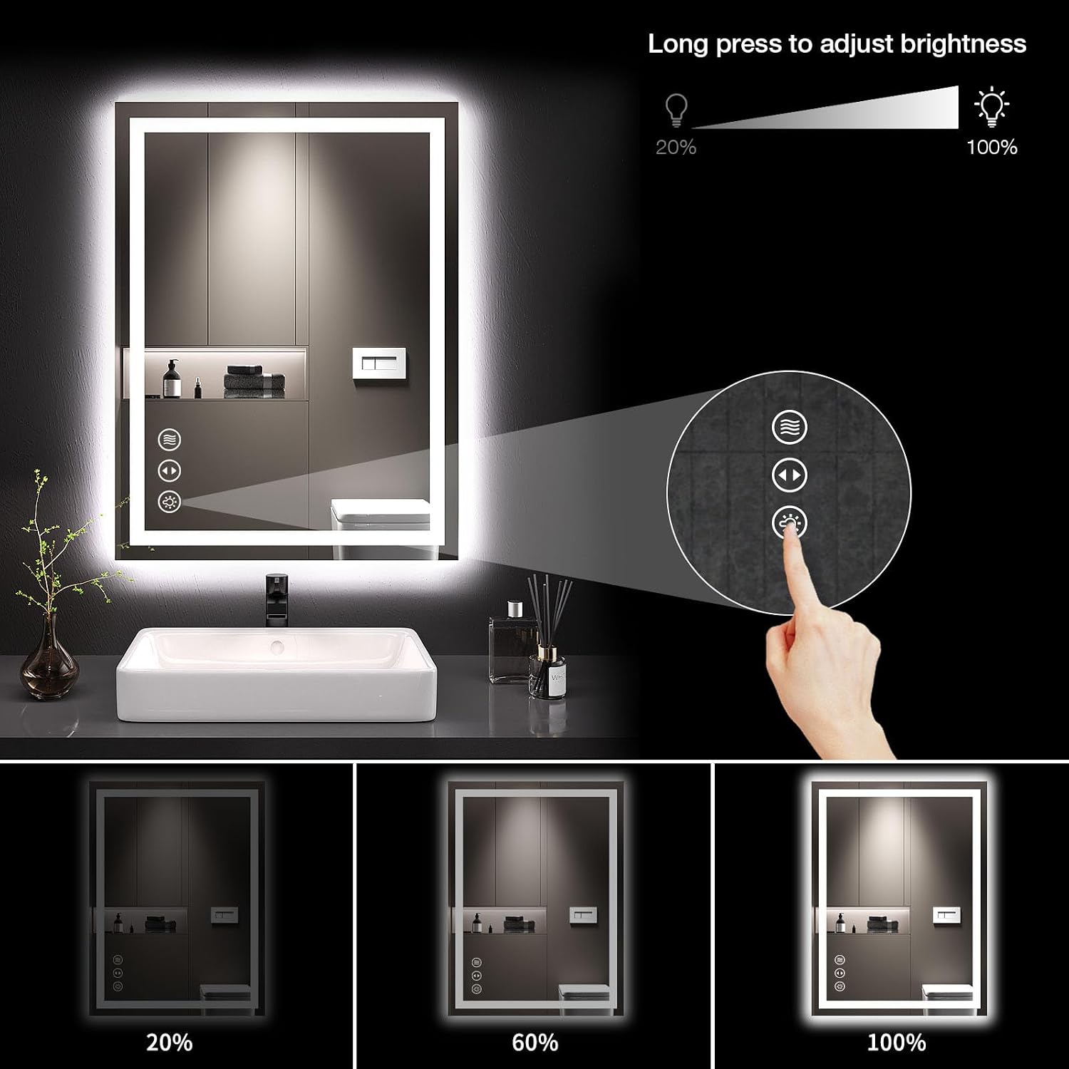 LOAAO 24"X32" LED Bathroom Mirror with Lights, UL Listed - Image 4