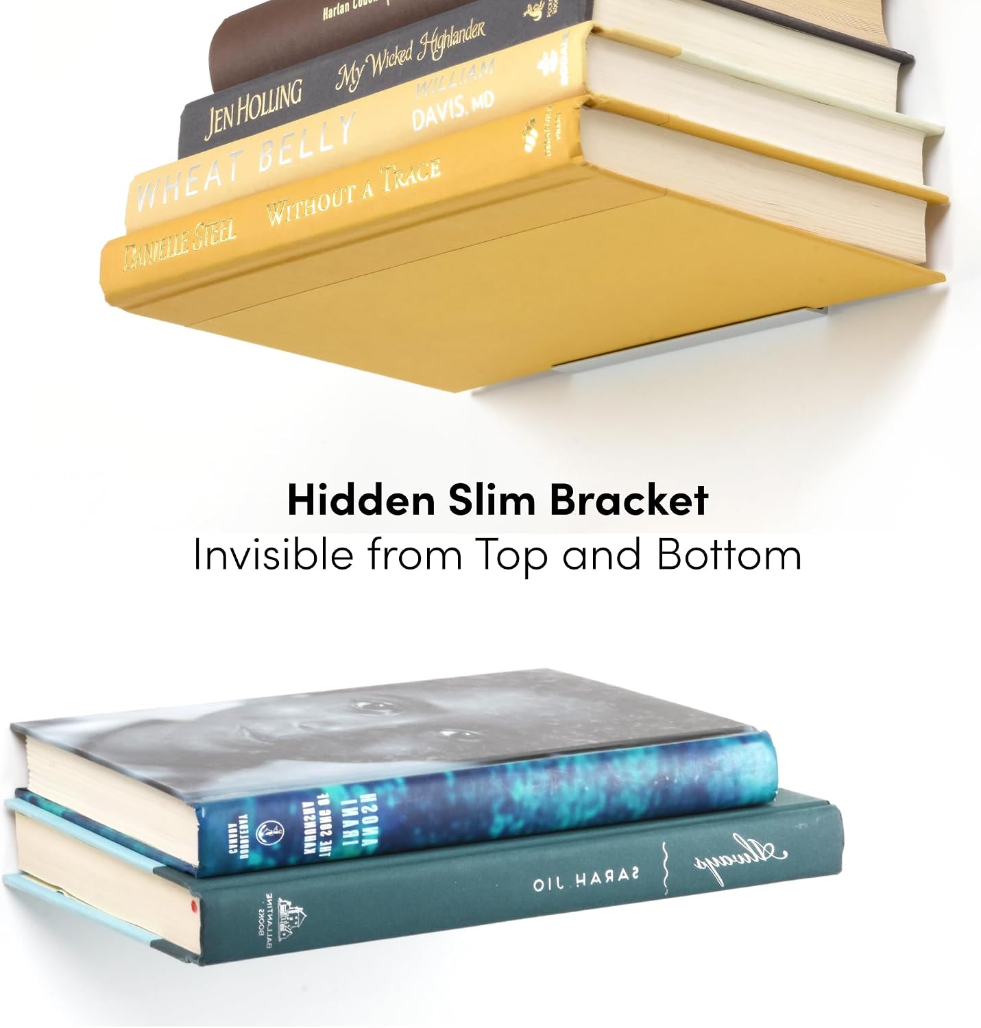 xympo Floating Invisible Bookshelf Wall Mounted (Set of 4) - Aluminum - Turn Books into Floating Shelves - Image 6