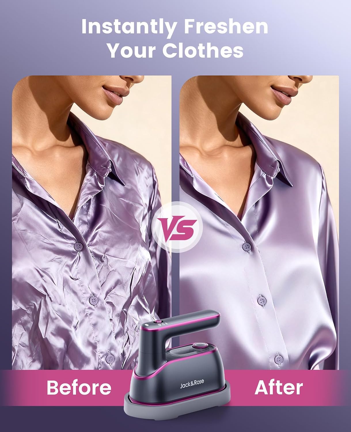 Jack & Rose Travel Steamer Iron for Clothes,1200w Iron Steamer,Portable Handheld Travel Size Steamer iron,8S Fast Heat-Up,Large Ceramic Heat Panel - Image 2