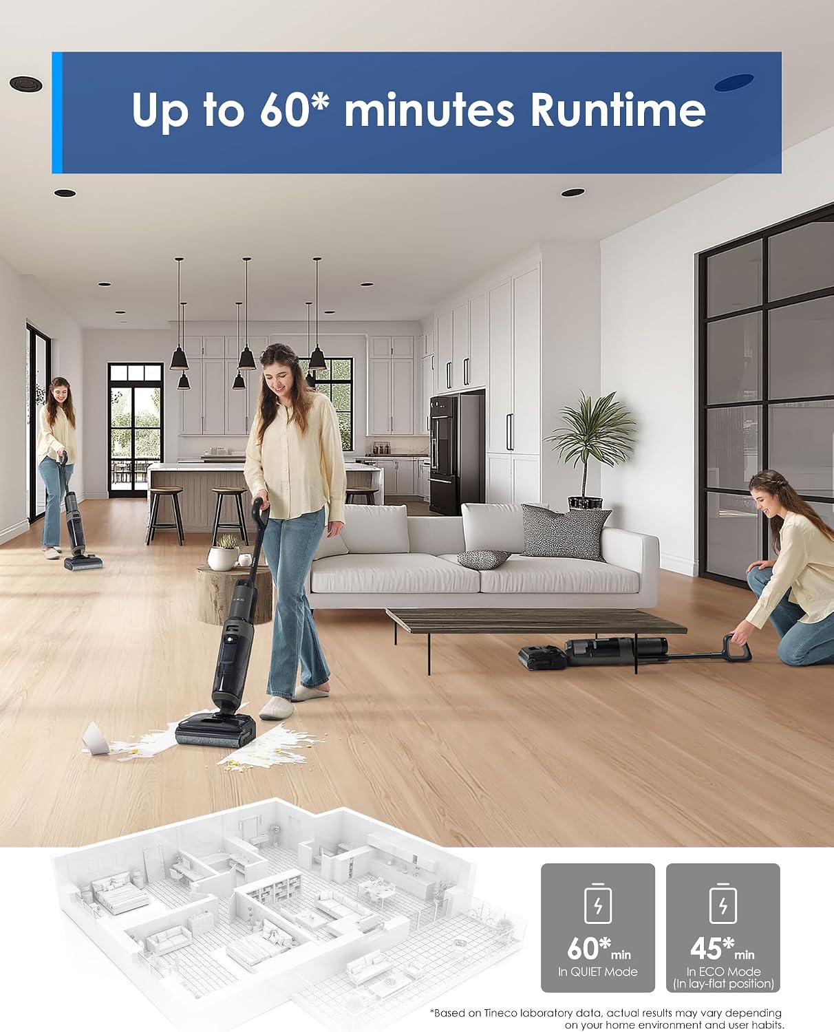 Tineco Floor ONE i6 Stretch Wet Dry Vacuum Cleaner, Vacuum & Mop All in One, 20kpa Powerful Suction, Up to 40 Minutes Runtime, 180° Lay-Flat, Anti-Tangle Design, Full-Path Self-Cleaning&185℉ Flashdry - Image 7