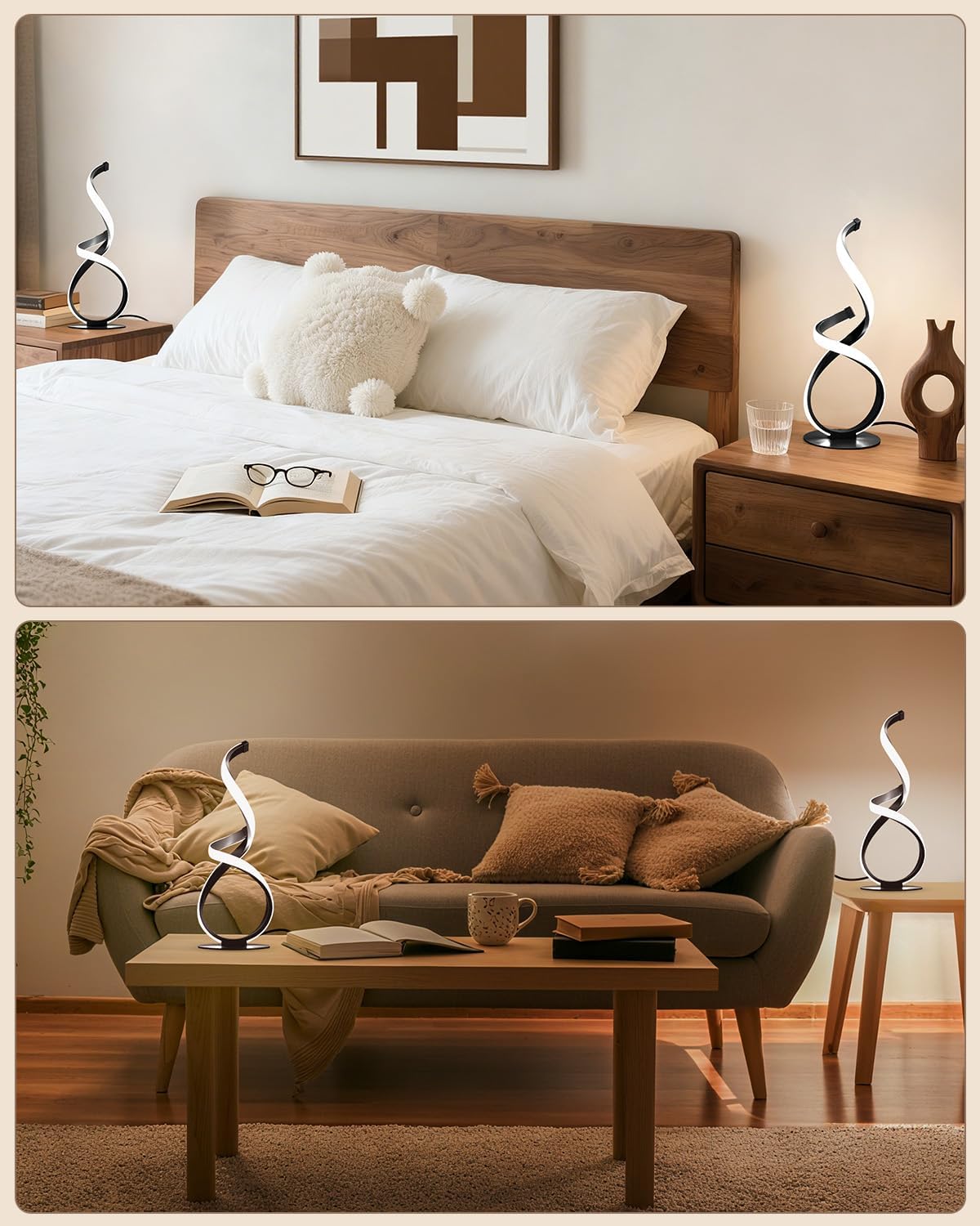 2 Pack Modern Table Lamps for Nightstand, LED Spiral Touch Light - Image 9