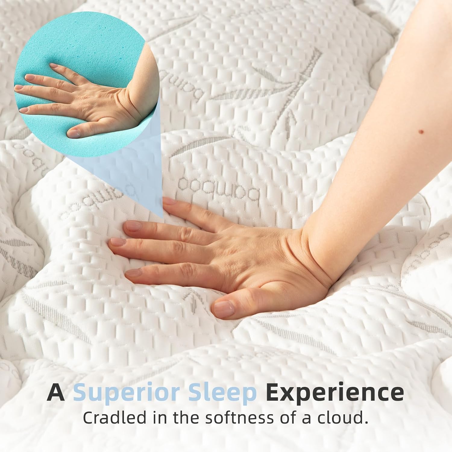 PRIMESOFT Queen Size 4 Inch Mattress Topper - 2-in-1 Dual Layer Design (2" Gel Memory Foam + 2" Plush Pillow Top) - 100% Waterproof, Medium-Firm Support for Pressure Relief & Back Pain (White) - Image 6