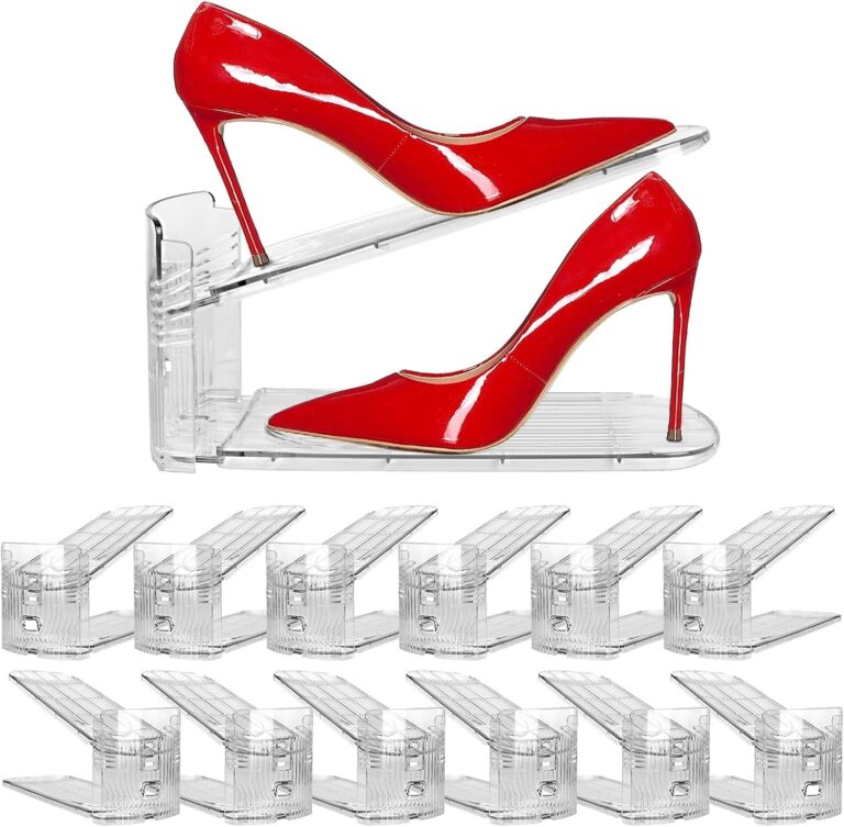 NVGSN 12Pack Clear Shoe Slot Organizer,Shoe Stacker,Storage Space Saver 50%