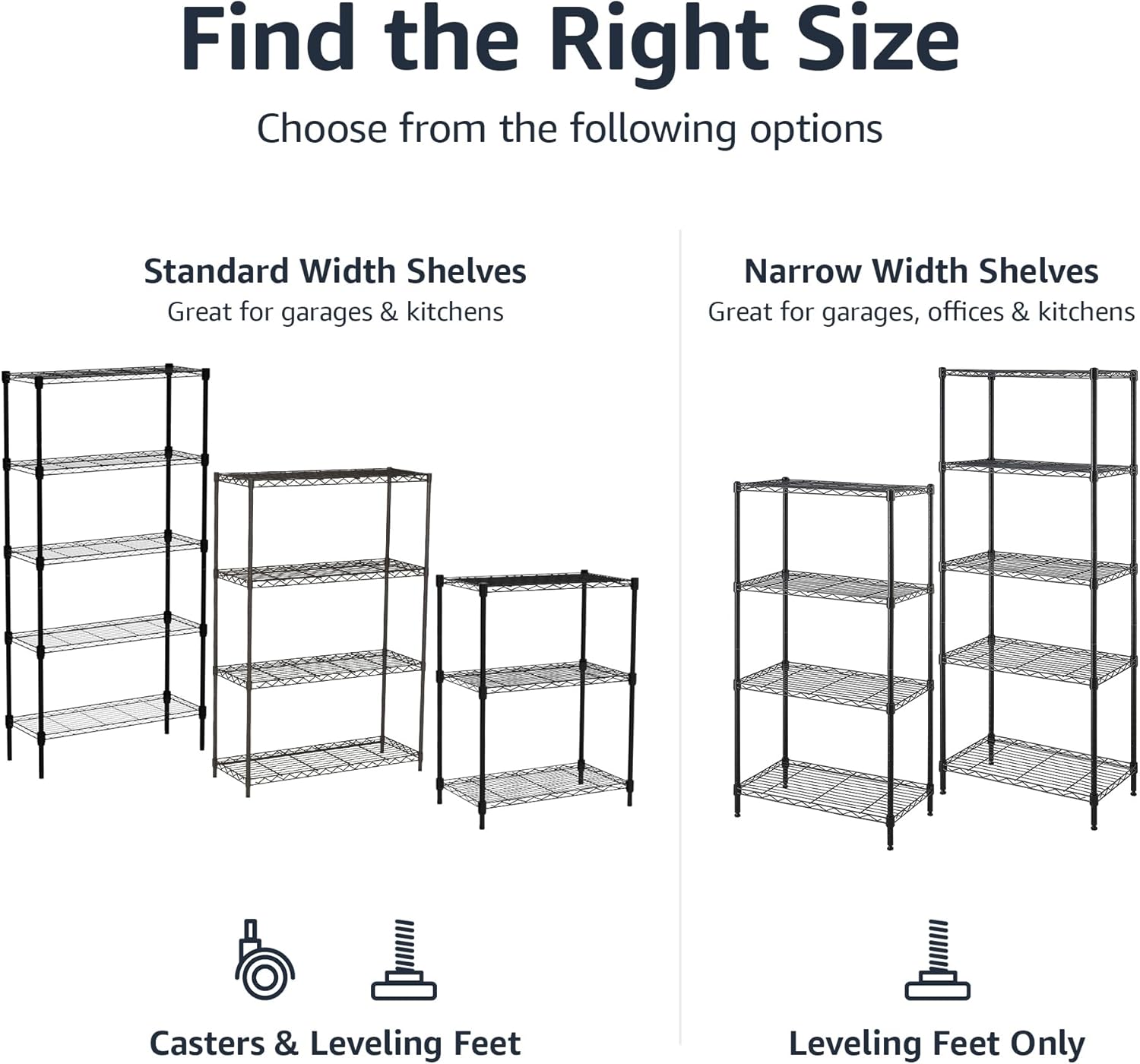 Amazon Basics 4-Shelf Steel Wire Storage Shelves for Garage, Adjustable Metal Shelving Unit, 200 lbs Per Shelf, 23.2" W x 48" H x 13.4" D, Black - Image 4