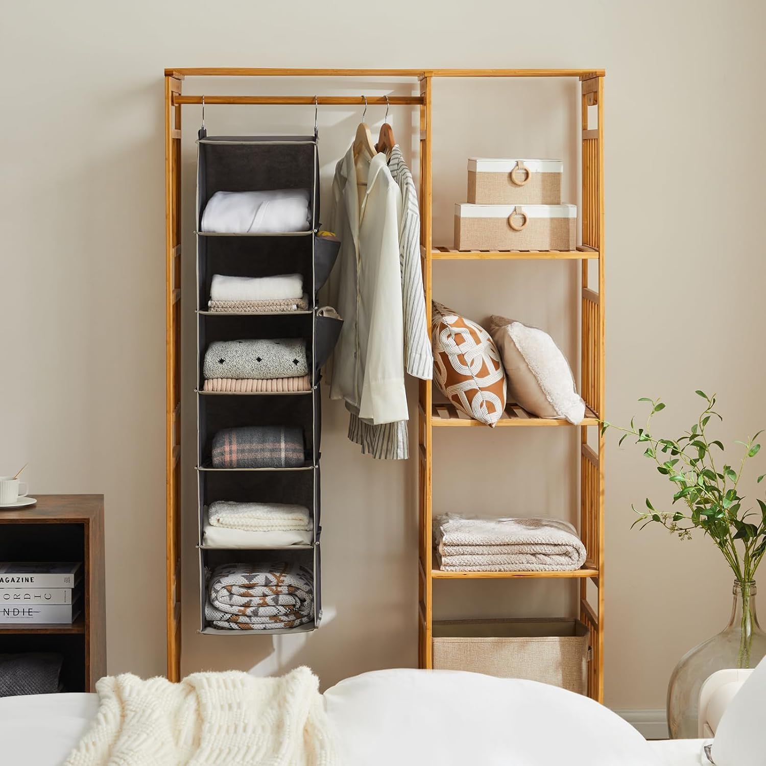 YOUDENOVA Hanging Closet Organizer and Storage, 6-Shelf, Grey - Image 2