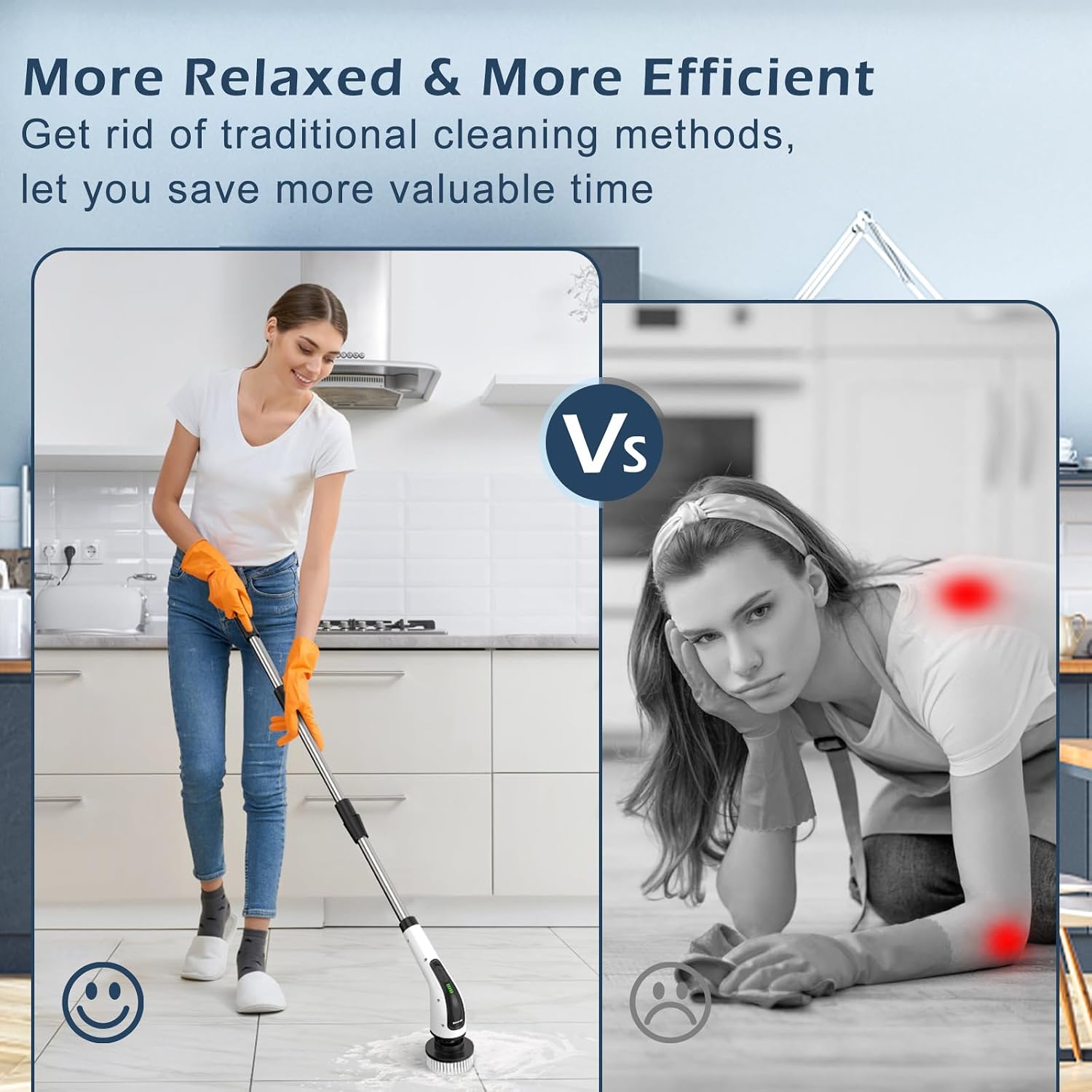 Electric Spin Scrubber, Power Shower Cleaning Brush with Long Handle - Image 4