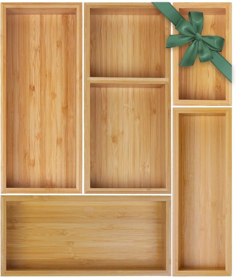 MapleGrace Bamboo Drawer Organizer Set, Individual Wood Storage Organizers