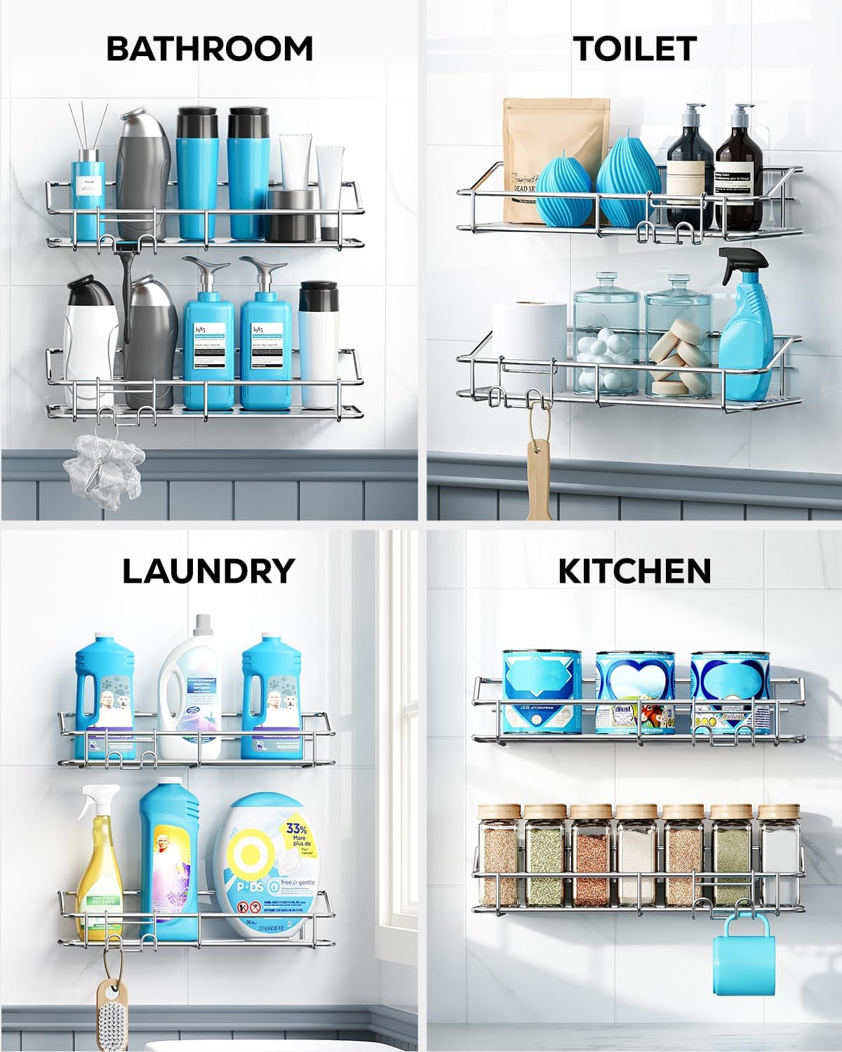Nieifi Shower Caddy Adhesive, Shower Shelves, Shampoo Holder for Bathroom - Image 8
