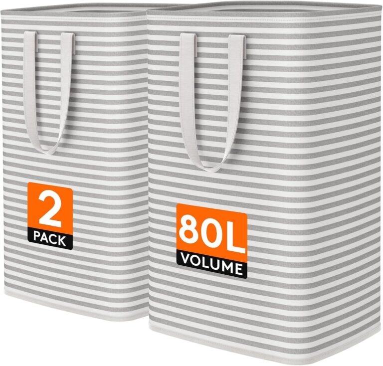 Lifewit 80L Large Laundry Baskets, Laundry Hampers Bags, 2 Pack, Grey