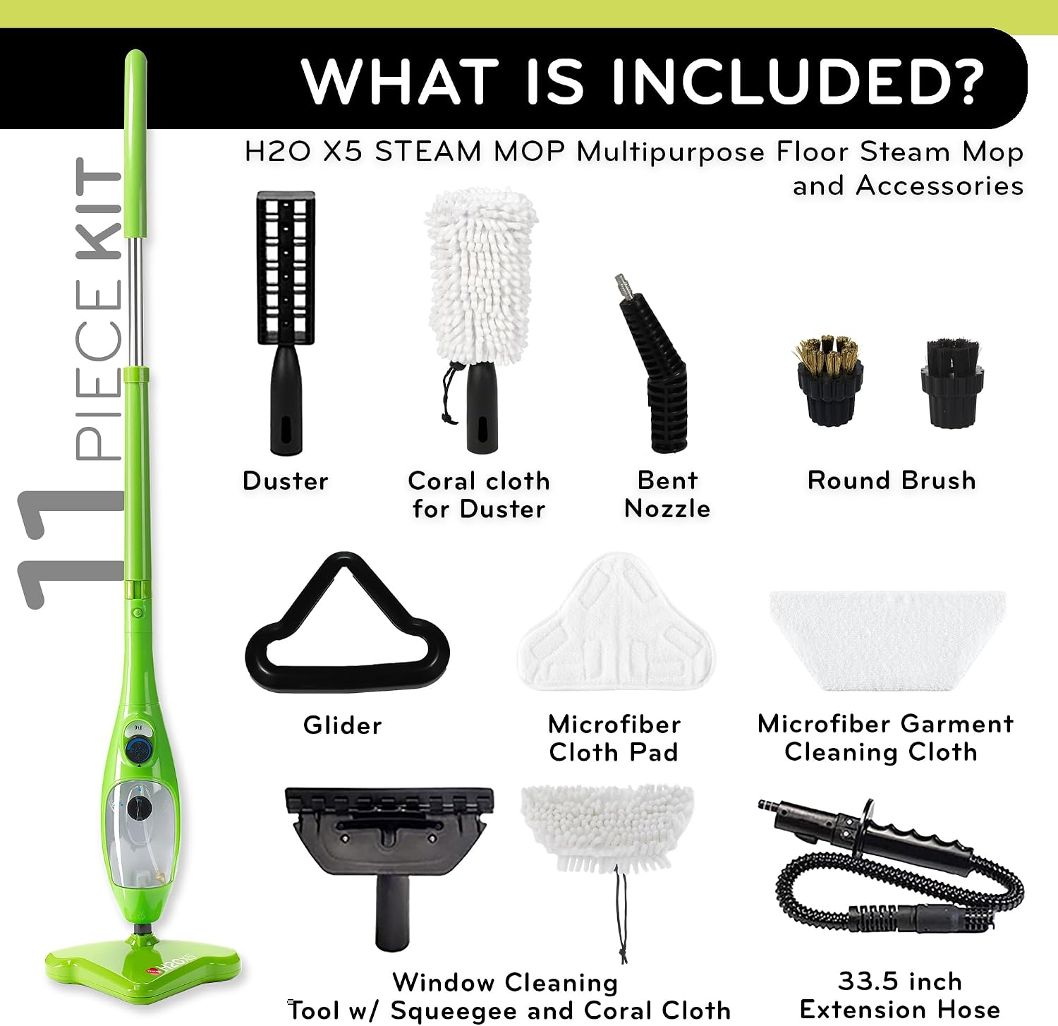 H2O X5 Steam Mop & Handheld Steam Cleaner | 5-in-1 Floor Steamer | Hardwood, Tile & Laminate Cleaner | Carpet Glider Included | Grout, Window & Garment Attachments - Image 2
