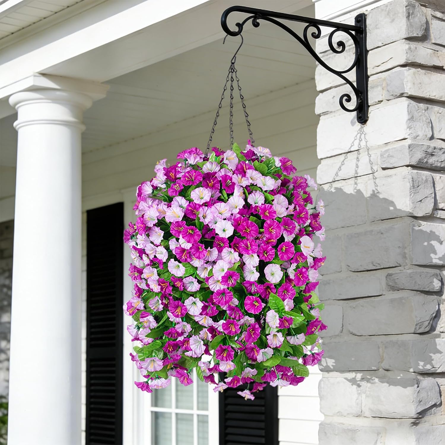 Artificial Flowers with Hanging Basket, Outdoor Faux Plants UV Resistant - Image 4