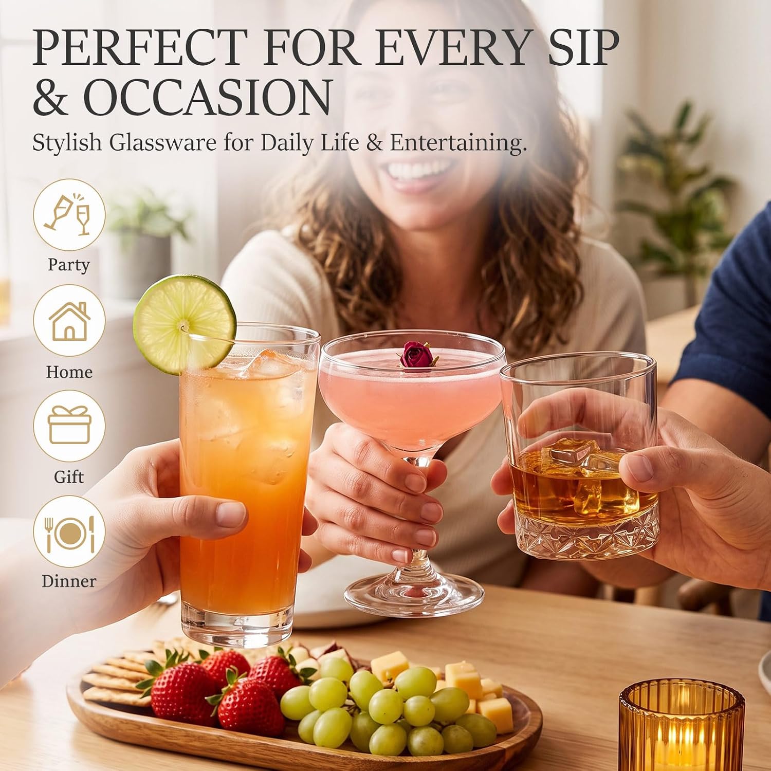 LemonRoad 6 Set Cocktail Glasses Mixed Drinkware,6-piece Pair Set - Image 7