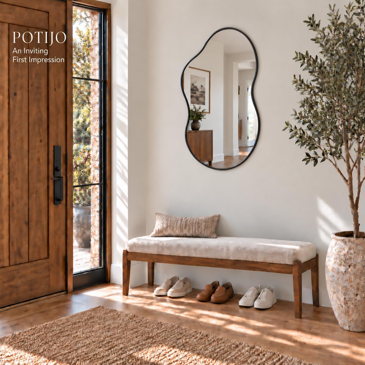 Irregular Wall Mirror 24×40 Inch Black - Image 3