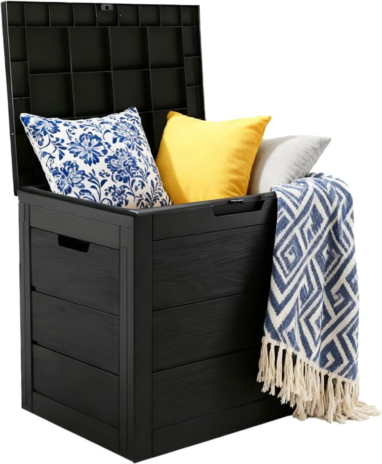 35 Gallon Outdoor Storage Box Waterproof,Deck Boxes Outdoor Waterproof,Resin Deck Box Delivery Boxes for Outside for Package Delivery,Patio Cushions,Gardening Tools,UV Resistant