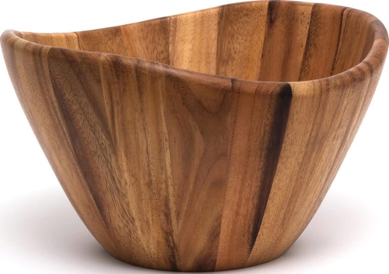 Lipper International Acacia Wave Serving Bowl for Fruits or Salads, Large, 12" Diameter x 7" Height, Single Bowl