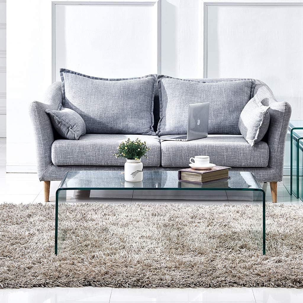 Premium Tempered Glass Coffee Table,Small Modern Clear Coffee Table for Living Room,Match Well with Rug (39.4x19.7x13.8) - Image 3