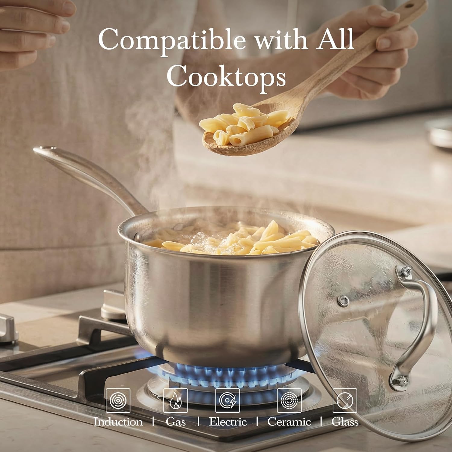 Tri-Ply Stainless Steel Pot 1.5Qt & 2.5Qt with Lids - Image 2