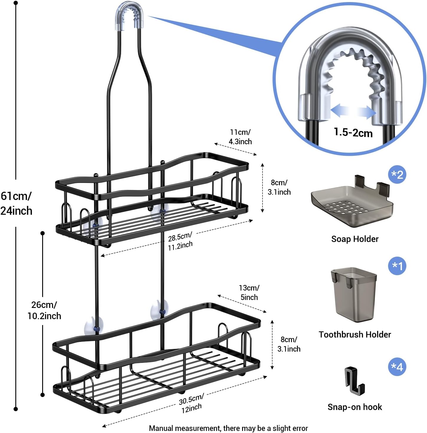 Hanging Shower Caddy Over Shower Head - No Drill Rustproof Shower Rack - Image 6