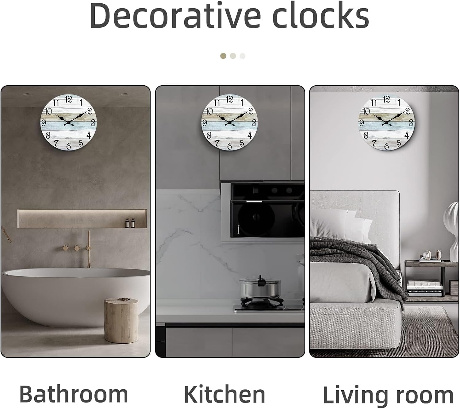 CHYLIN Wall Clock Non-Ticking Battery Operated Silent Rustic Coastal - Image 9