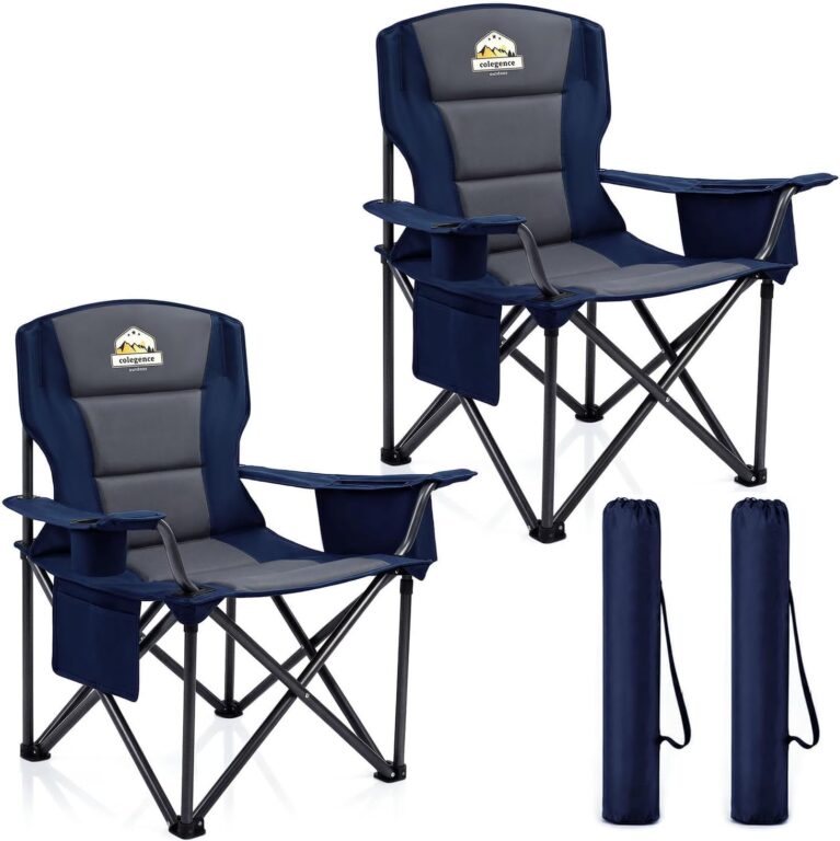 Colegence Oversized Heavy Duty Camping Chairs, 2 Pack, 450 lb, Blue