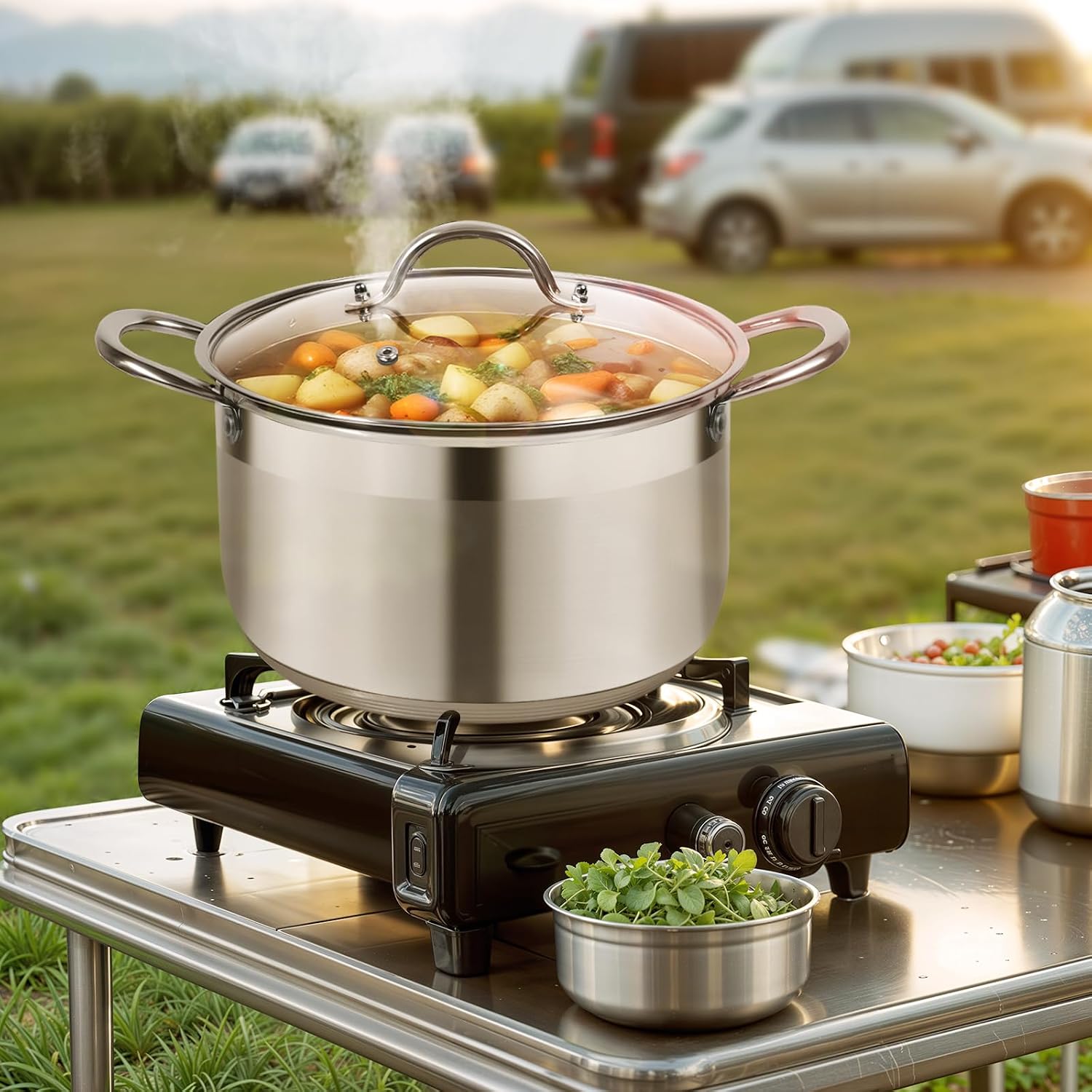 Kirecoo 8 Quart Stainless Steel Induction Stock Pot with Visible Lid - Image 5