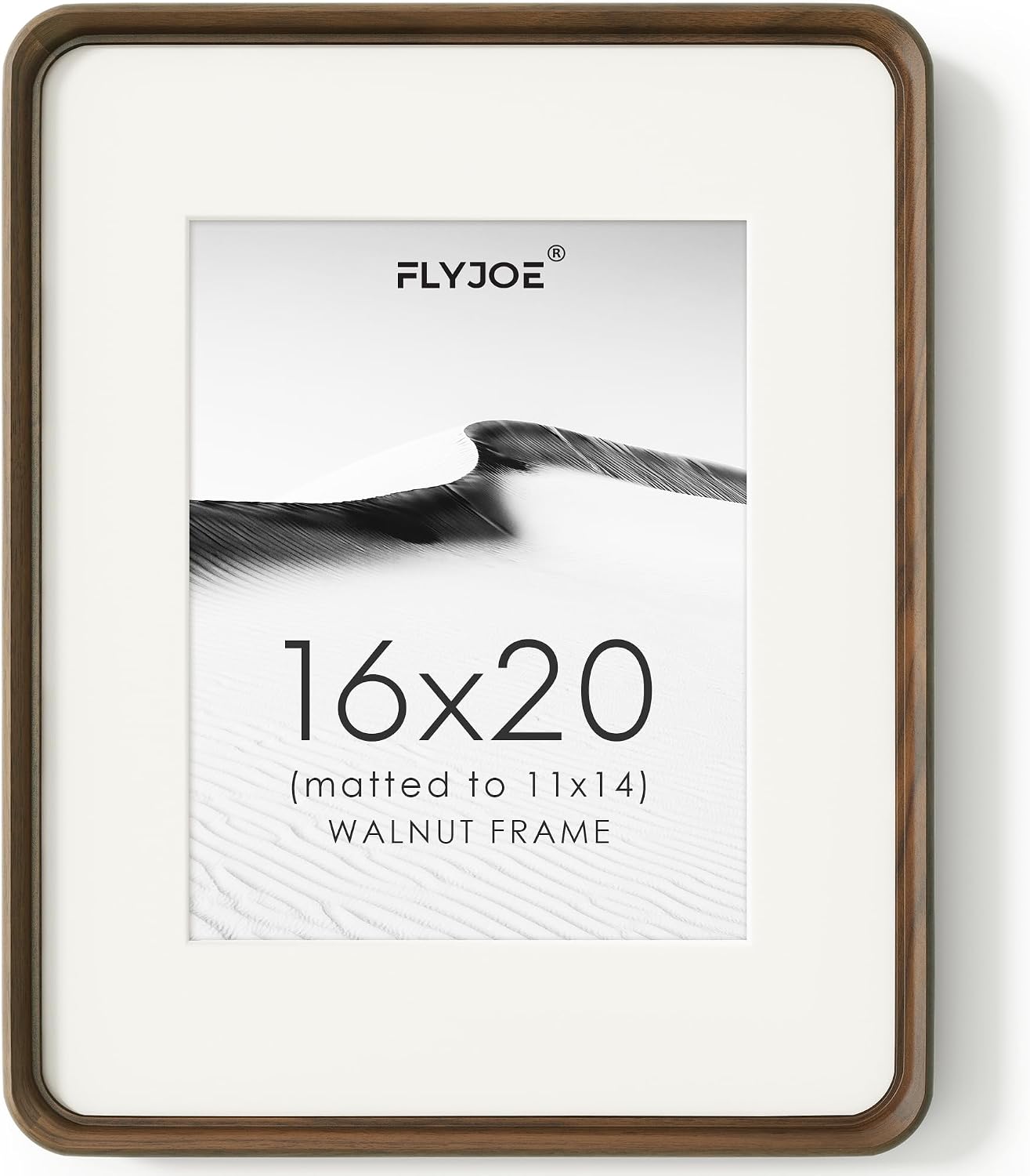 16 x 20 Picture Frame, Solid Walnut Wood Frame Matted for 11x14 Photos