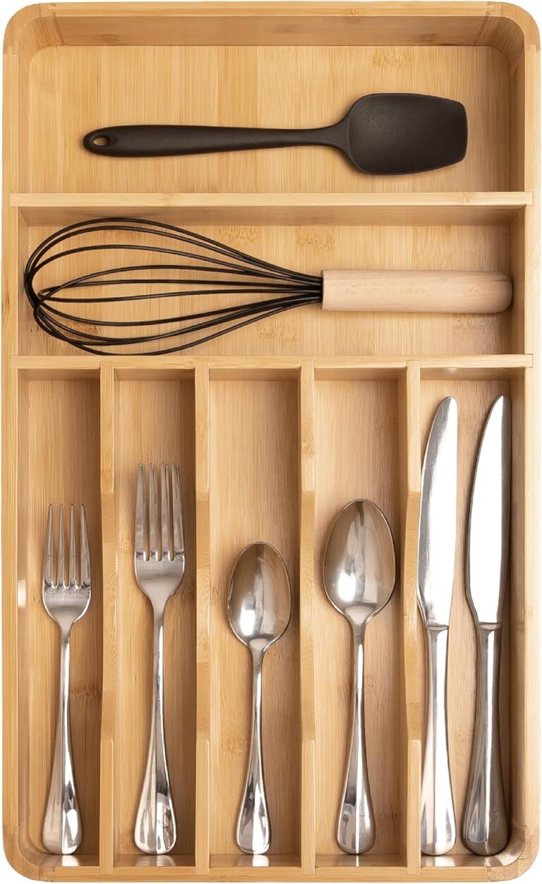 KitchenEdge Silverware & Utensil Organizer, Fixed 10.5 in, Bamboo