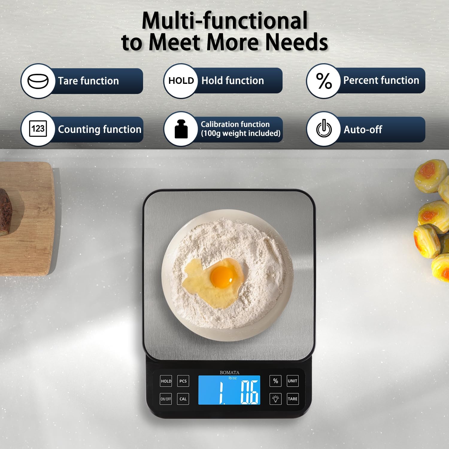 BOMATA Large Kitchen Scale 0.1g/0.001oz High Precision, 11lb Bakery Scale - Image 7
