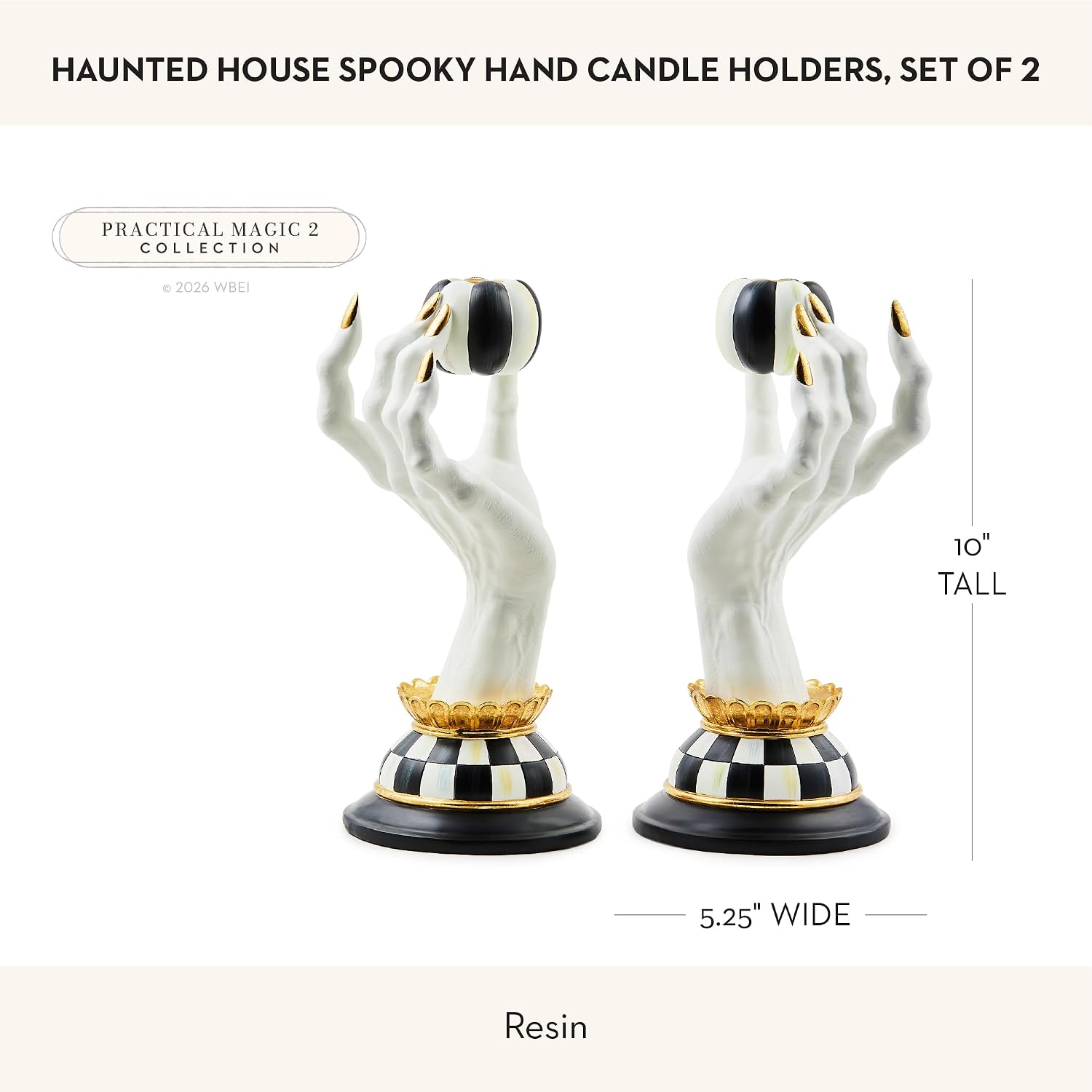MACKENZIE-CHILDS Resin Haunted House Spooky Hand Candle Holder Set - Image 4