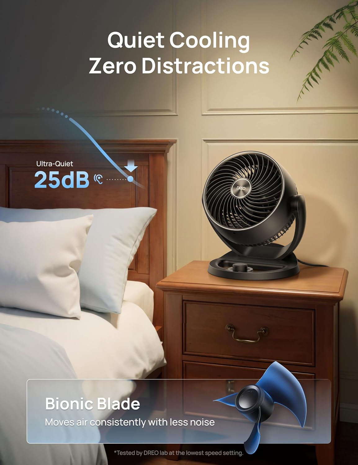 DREO Fan for Bedroom, 12 Inches, 70ft Powerful Airflow, 25db Quiet Table Air Circulator Fans for Whole Room, 120° Adjustable Tilt, 3 Speeds, Desktop Fan for Home, Office, Kitchen - Image 6