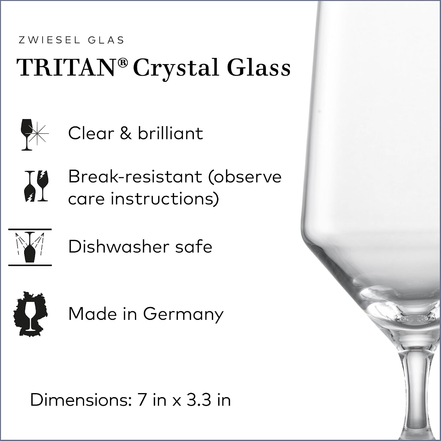 Zwiesel Glas Pure Water Glass (Set of 6), Drinking Glasses for Water, Dishwasher-Safe Machine-Made Tritan Crystal Glasses, Made in Germany (15 Ounce) - Image 2