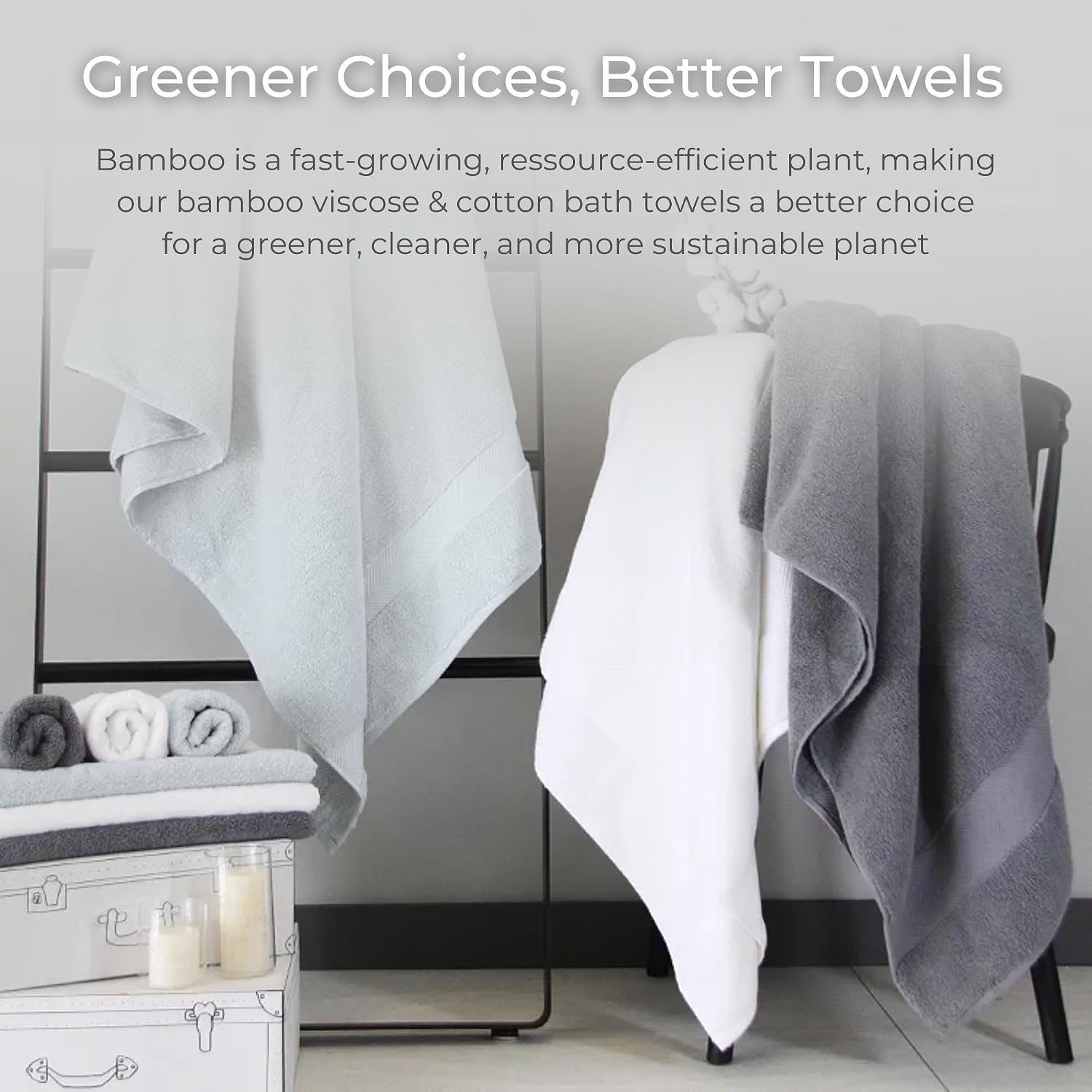 Viscose from Bamboo Bath Towels Set of 6 - Extra Plush 700 GSM Quick Dry Cotton Blend for Luxury Bathroom Comfort - Super Soft, Large, Absorbent - Mist - Image 7