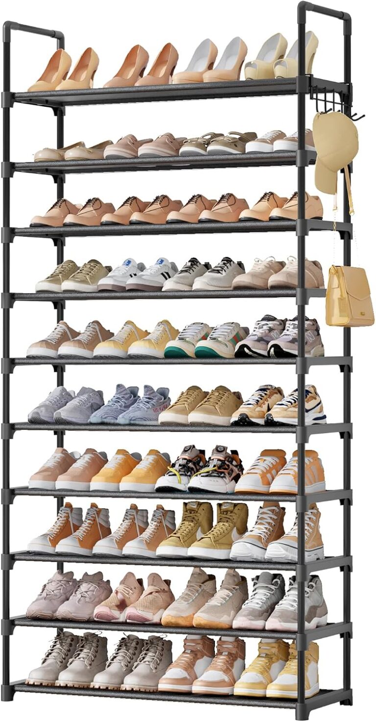 Kitsure 10 Tier Shoe Rack, Tall Shoe Organizer, 32.2" Wide, Black