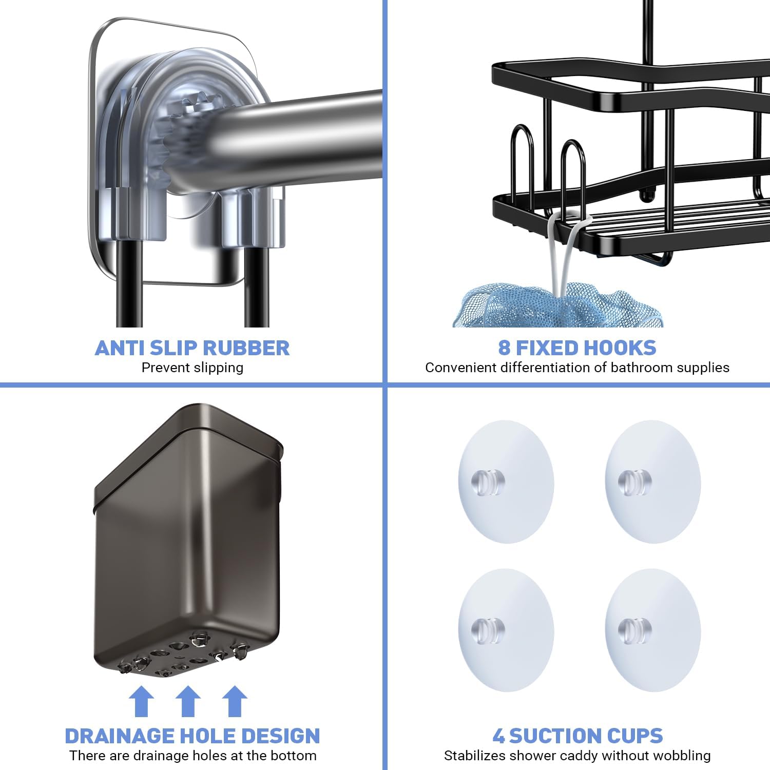 Hanging Shower Caddy Over Shower Head - No Drill Rustproof Shower Rack - Image 5