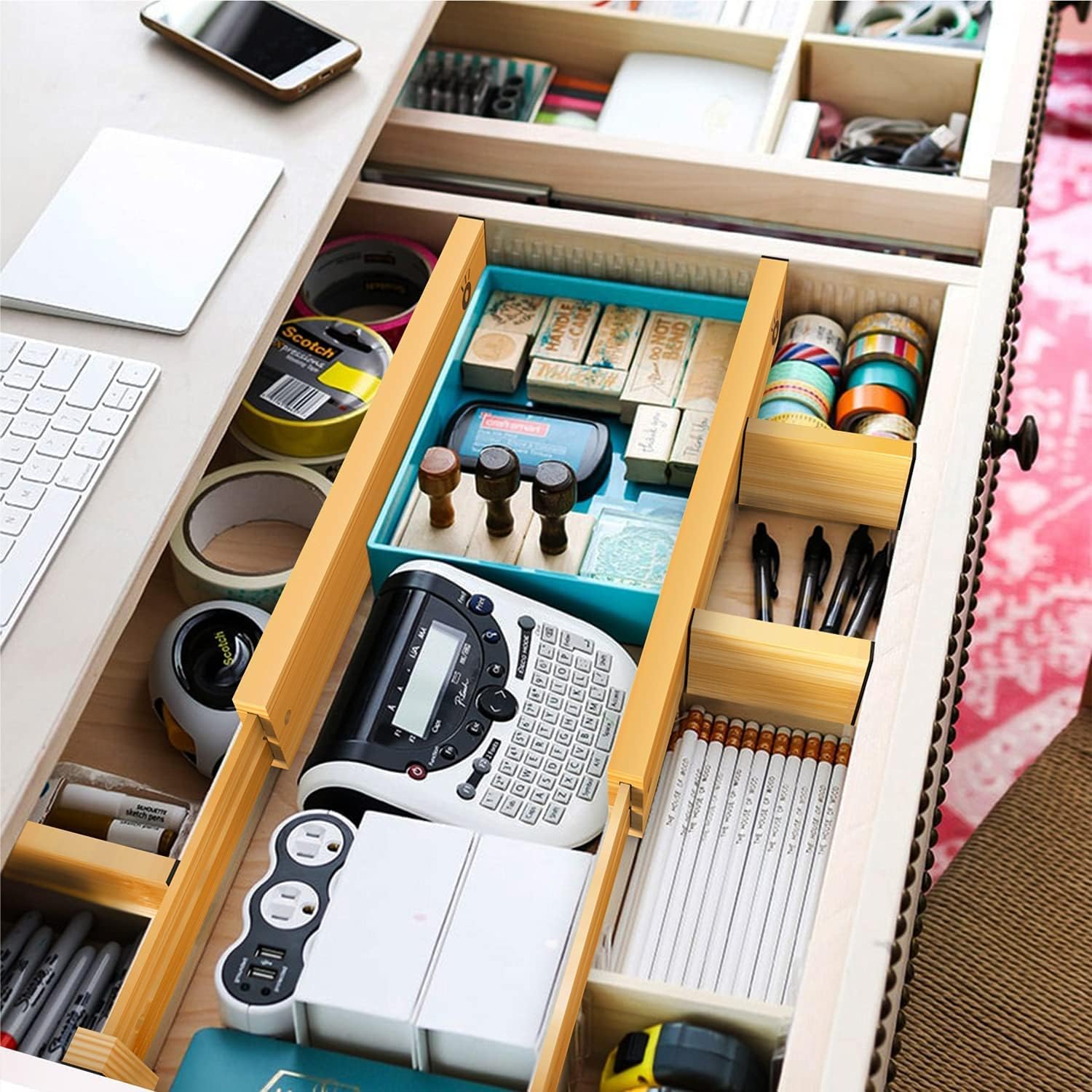 ANTOWIN 4 Pcs Expandable Bamboo Drawer Dividers, Fits 17.6-21.6" Drawers - Image 5