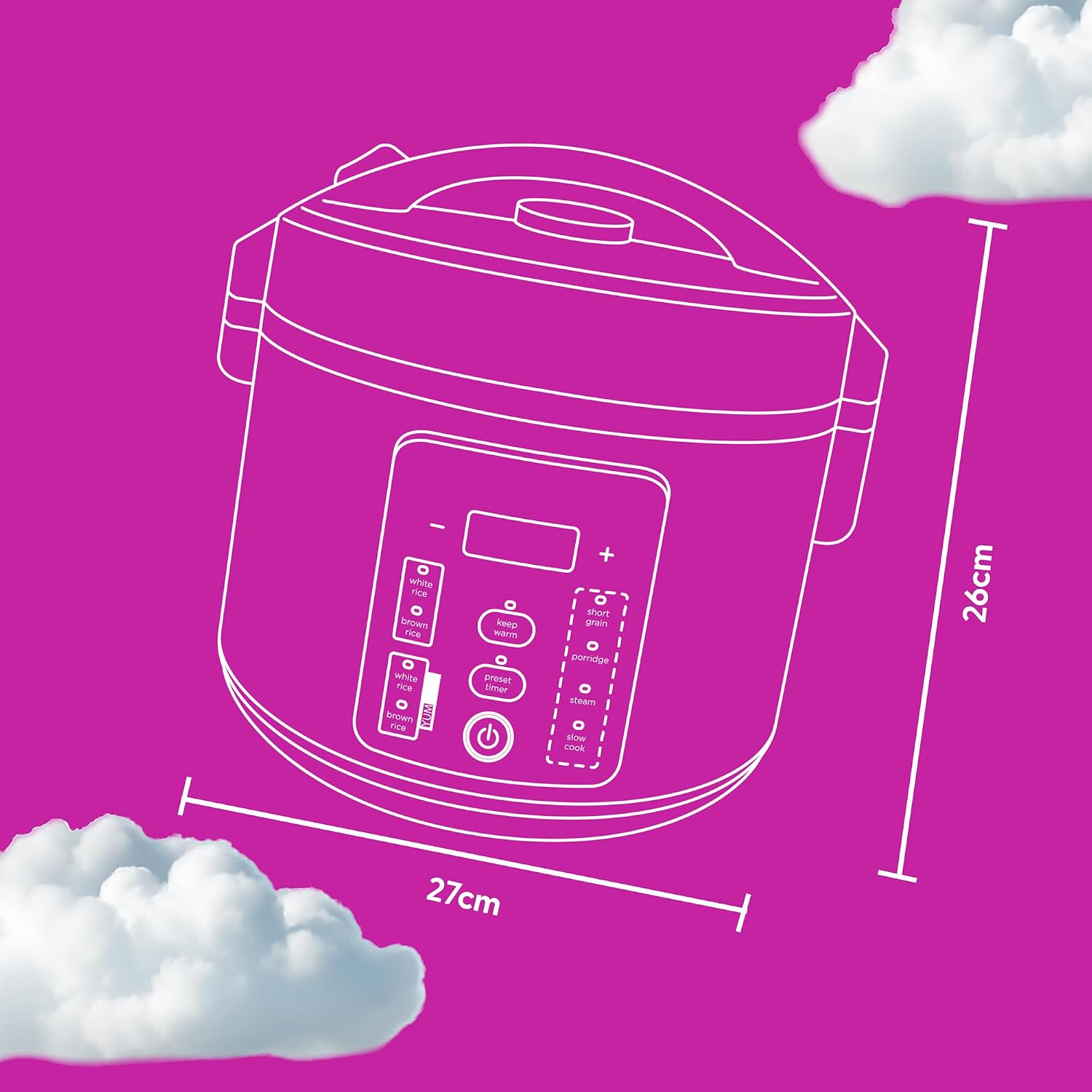 Yum Asia Kumo YumCarb Rice Cooker with Ceramic Bowl and Advanced Fuzzy Logic, (5.5 Cups, 1 Litre), 5 Rice Cooking Functions, 3 Multicooker Functions, 110V US Power (Dark Stainless Steel) - Image 6