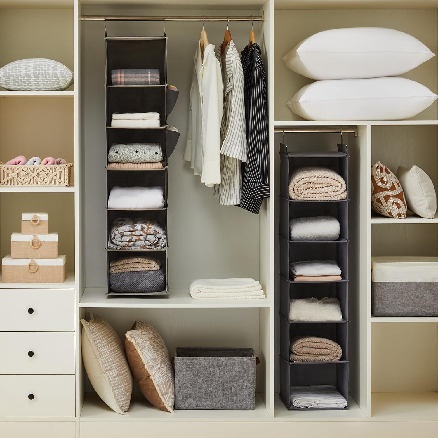 YOUDENOVA Hanging Closet Organizer and Storage, 6-Shelf, Grey - Image 4
